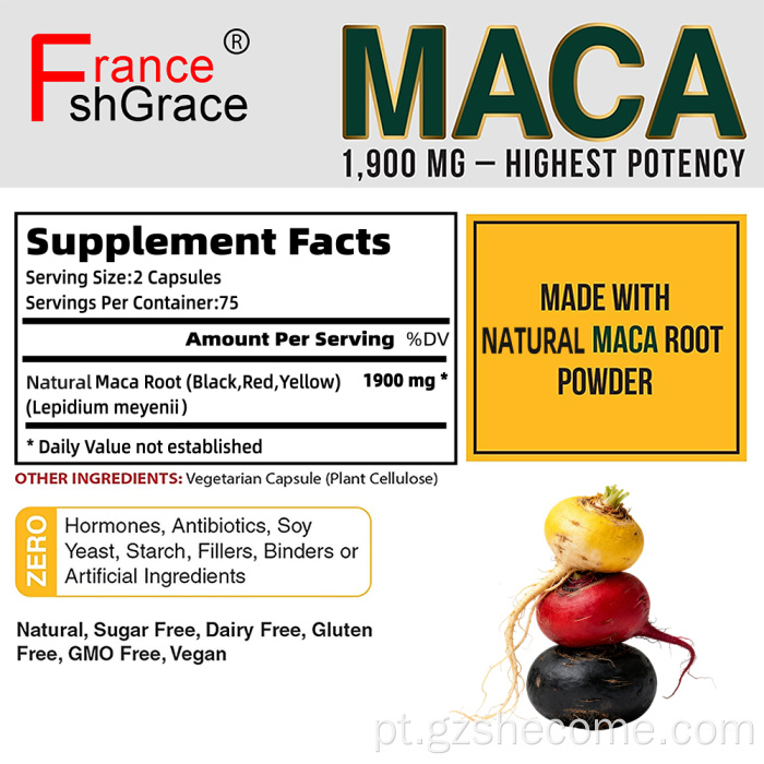 Shecome Maca Root Extract Cápsulas Comprimidos para Aumento do Pénis